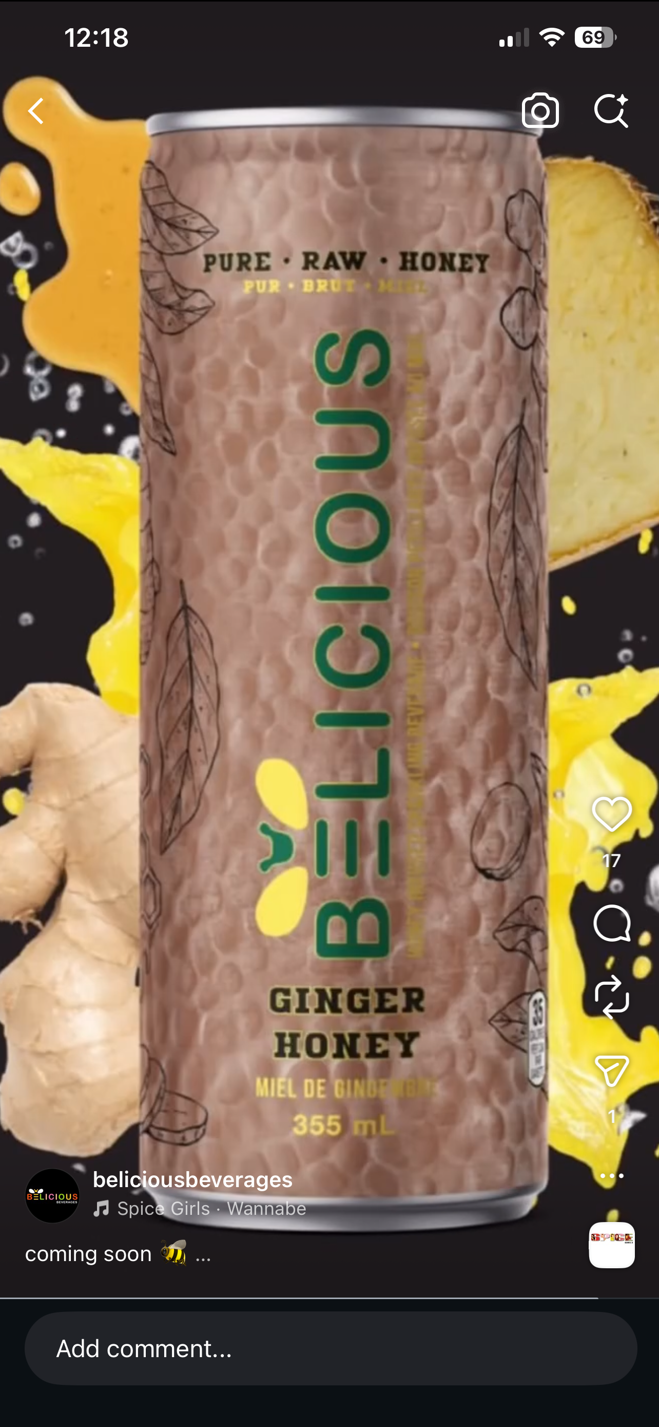 Belicious (sweetened with raw honey, non-alcoholic)