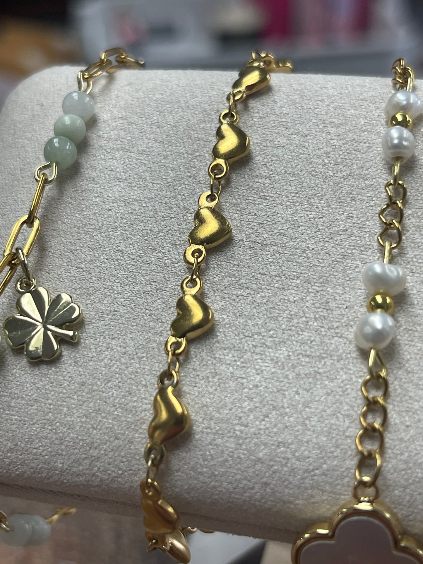 Bracelets (gold Plated,
Stainless steel finished with 18K PVD gold plating for a durable,long-lasting finish with proper care.)