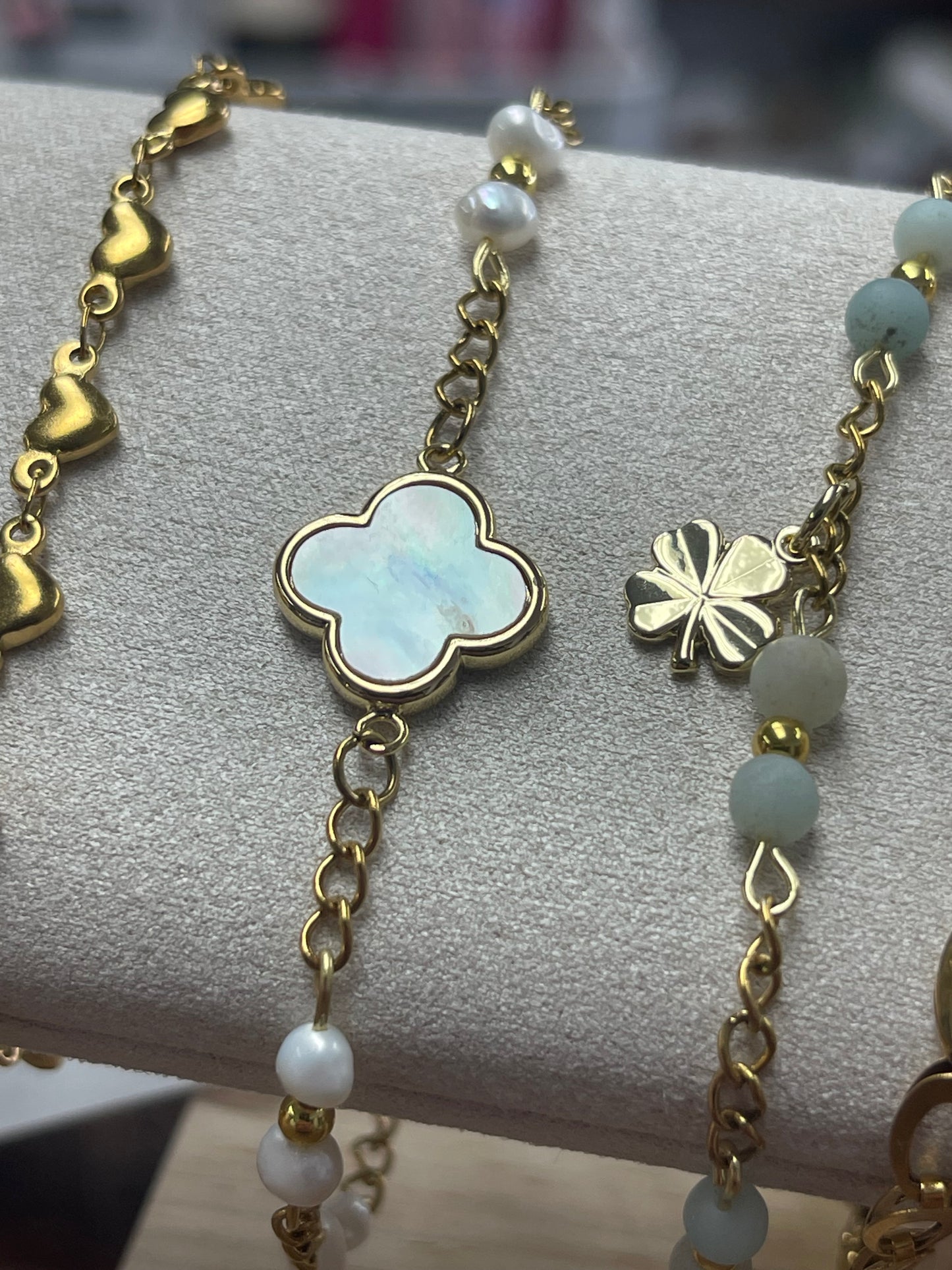 Bracelets (gold Plated,
Stainless steel finished with 18K PVD gold plating for a durable,long-lasting finish with proper care.)