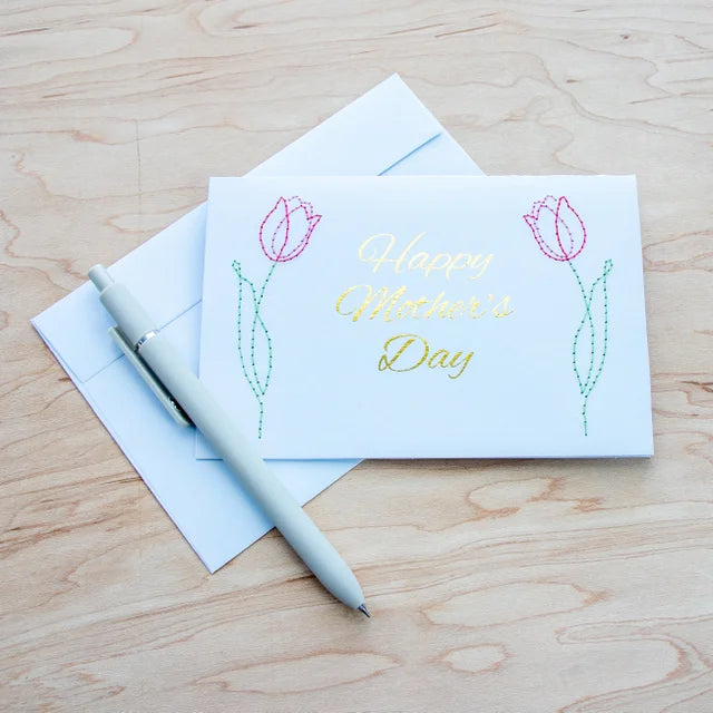 Hand Stitched Mother's Day Card with Gold Foil