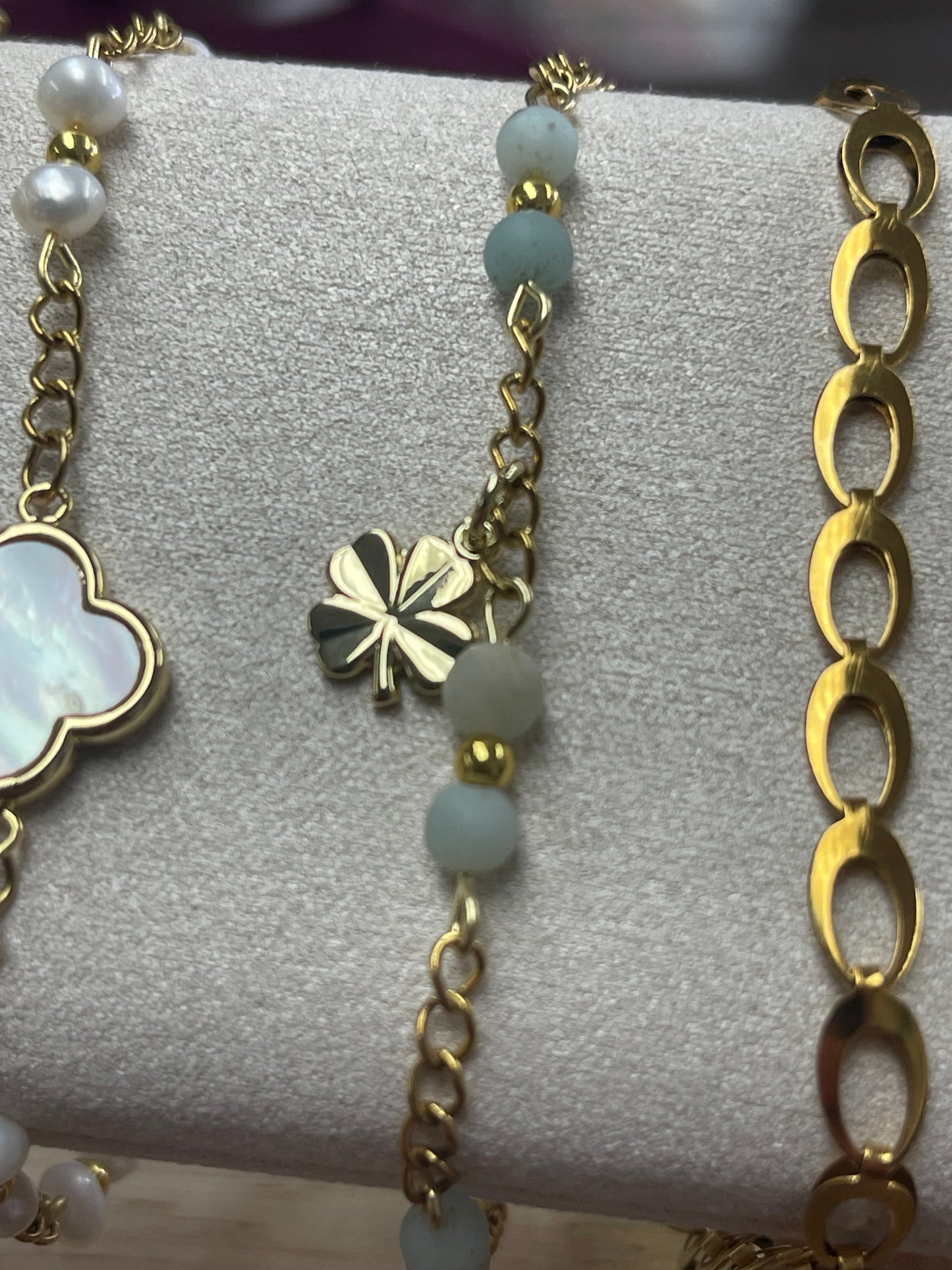 Bracelets (gold Plated,
Stainless steel finished with 18K PVD gold plating for a durable,long-lasting finish with proper care.)