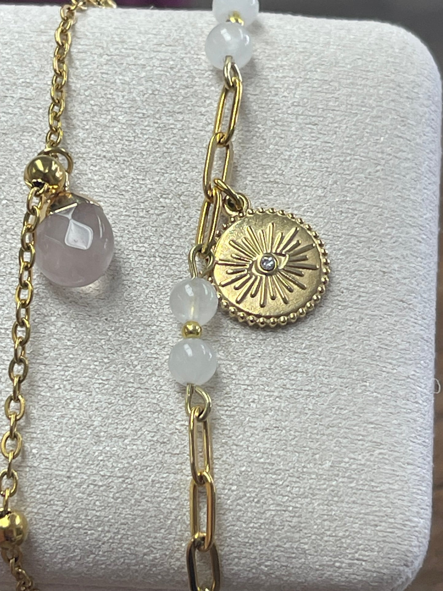 Bracelets (gold Plated,
Stainless steel finished with 18K PVD gold plating for a durable,long-lasting finish with proper care.)