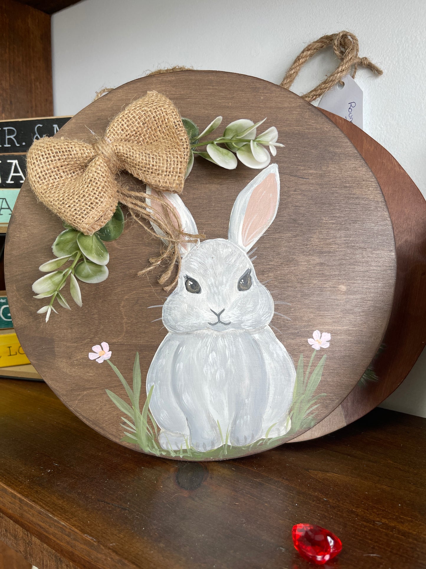 50% off Round Bunny Sign (10” dia)now only $15
