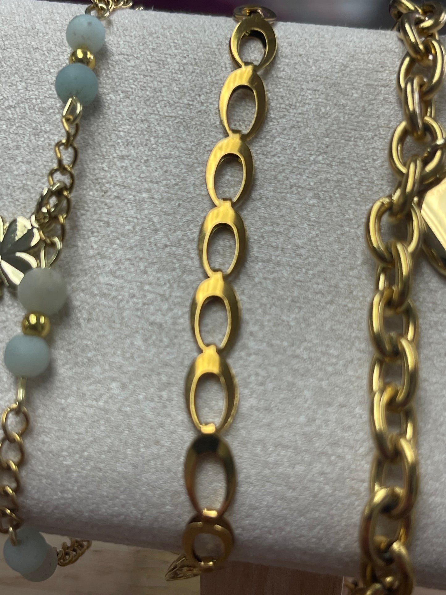 Bracelets (gold Plated,
Stainless steel finished with 18K PVD gold plating for a durable,long-lasting finish with proper care.)