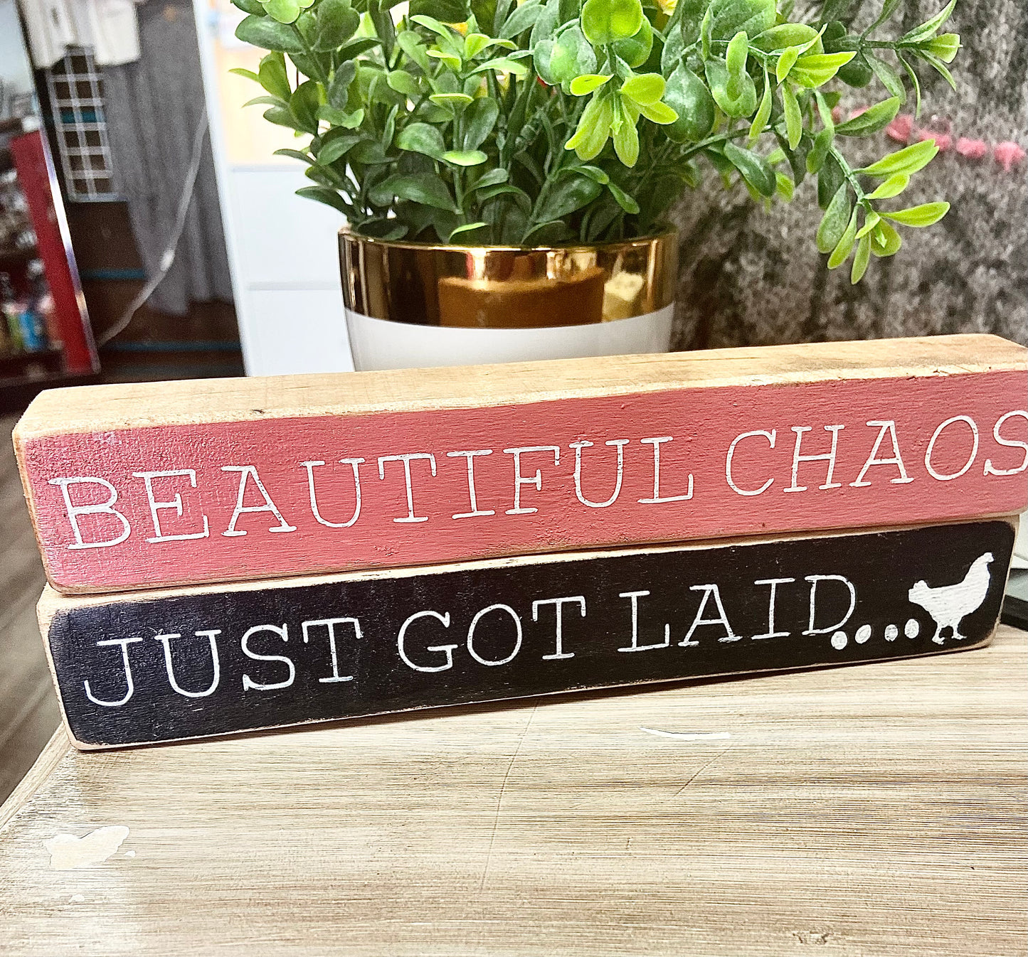 9” hand painted woodblocks. (Custom orders always welcome)