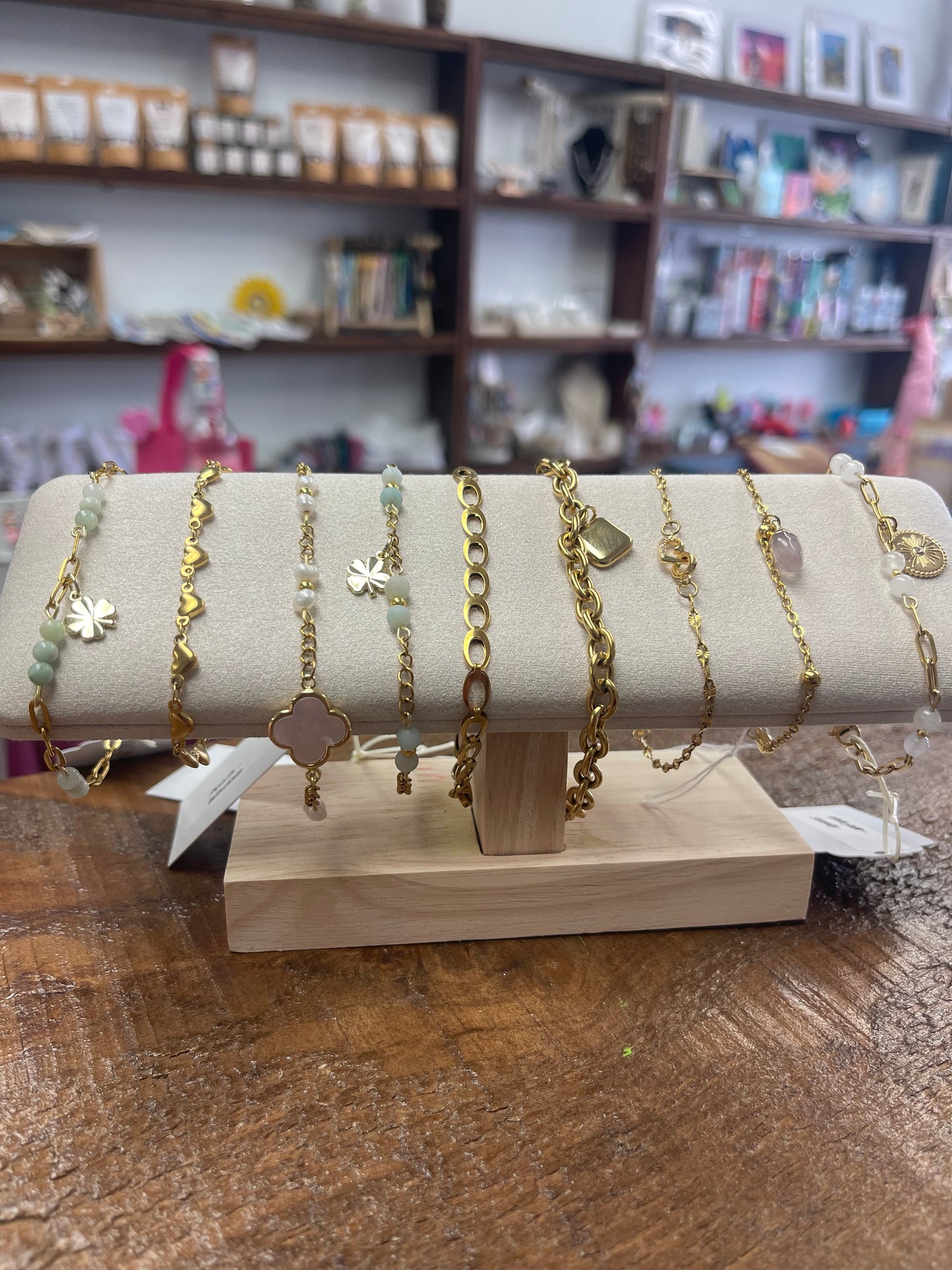 Bracelets (gold Plated,
Stainless steel finished with 18K PVD gold plating for a durable,long-lasting finish with proper care.)