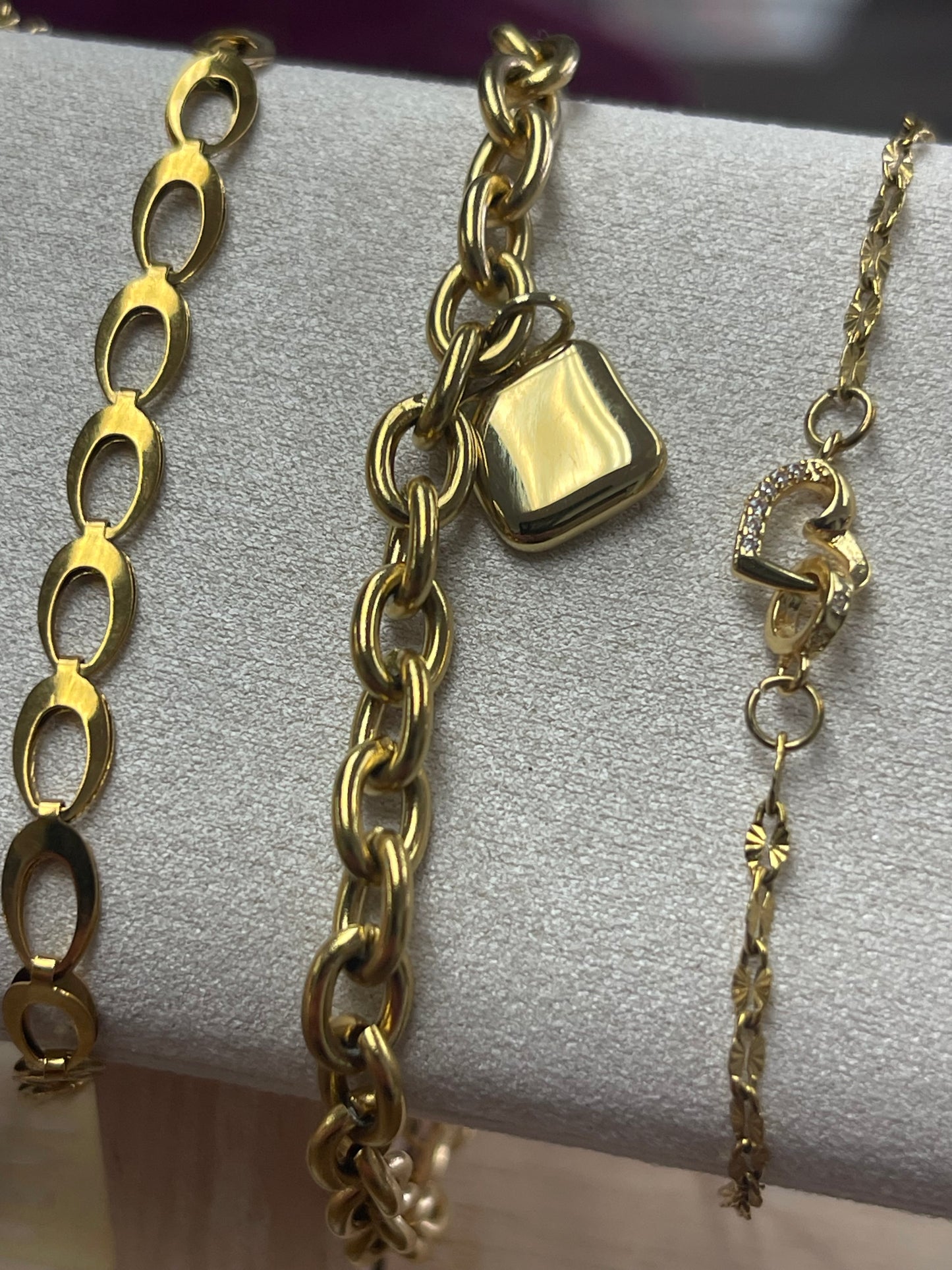 Bracelets (gold Plated,
Stainless steel finished with 18K PVD gold plating for a durable,long-lasting finish with proper care.)