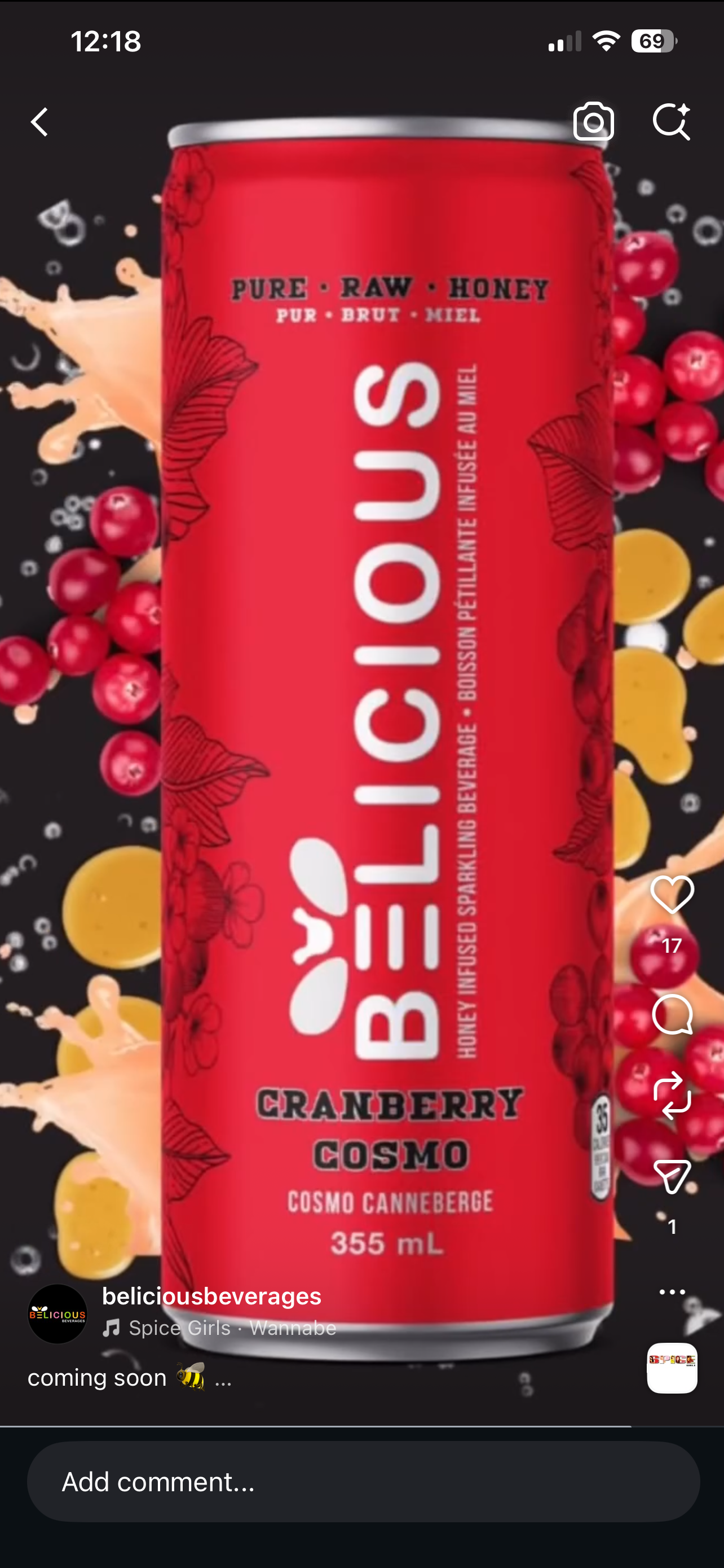 Belicious (sweetened with raw honey, non-alcoholic)