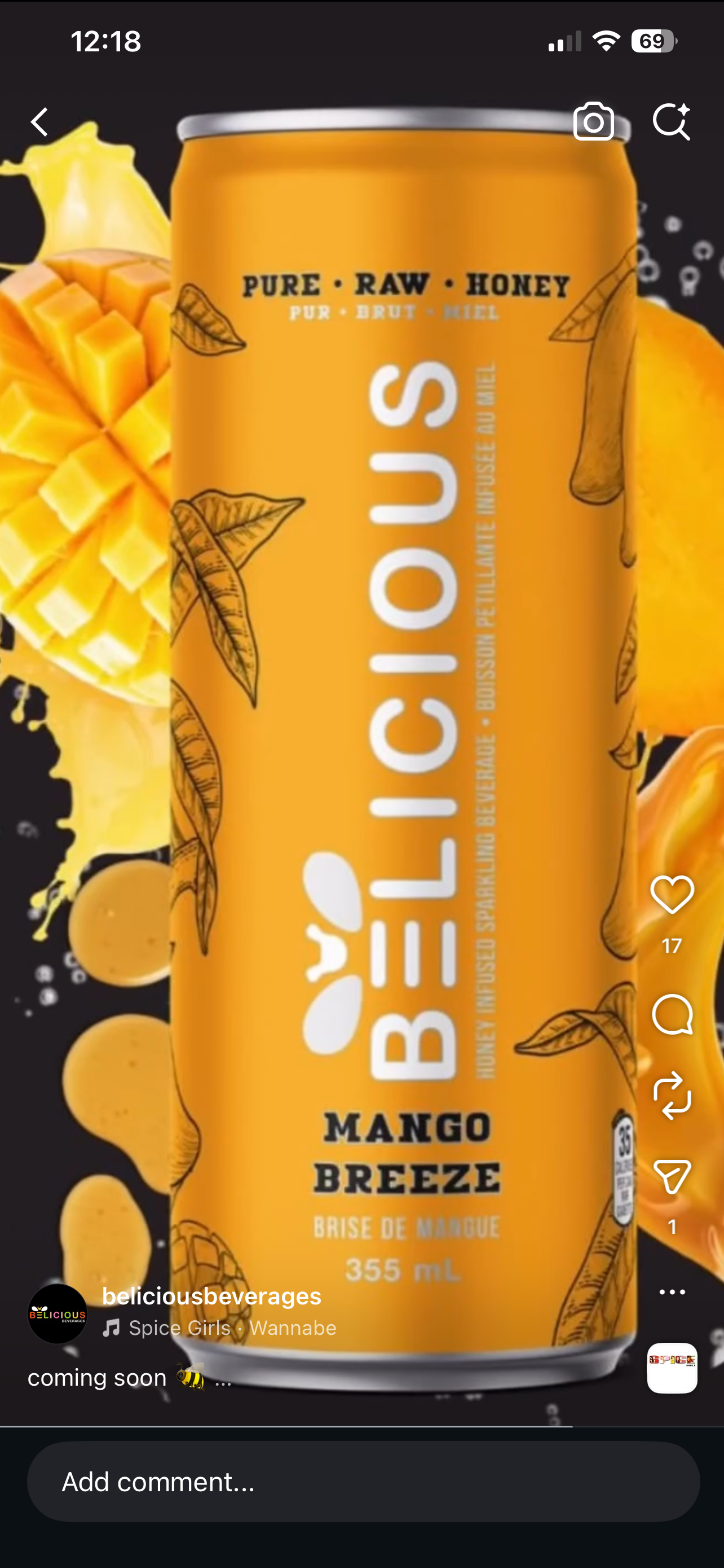Belicious (sweetened with raw honey, non-alcoholic)